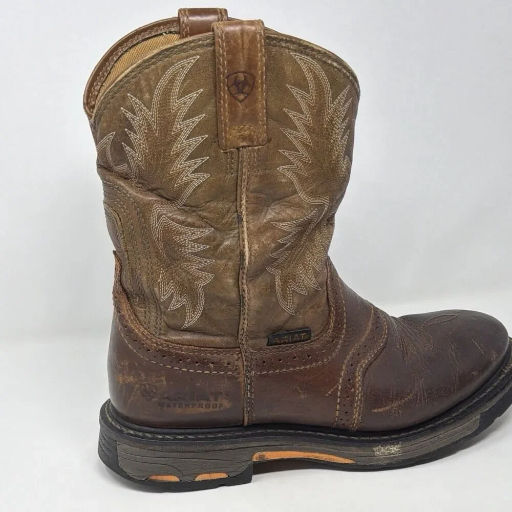 Ariat WorkHog Pull On Work Boots Men’s 8.5 EE Wide Brown Soft Toe 10008633